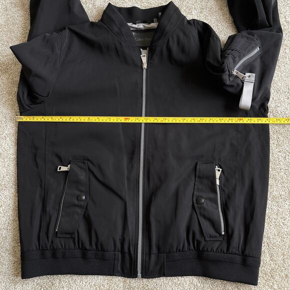 Calvin Klein Black Bomber Jacket Men’s Size XL Full Zip Utility Pockets - Picture 12 of 14